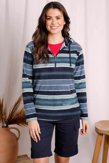 Lana 1/4 Zip Stripe Microfleece Hoodie