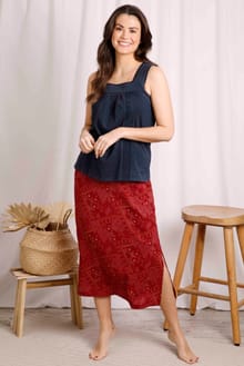 Gia Eco Viscose Printed Midi Skirt Chilli Red