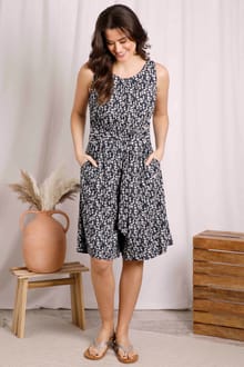 Roxi Eco Viscose Printed Culotte Jumpsuit Midnight