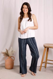 Lorena Organic Cotton Cheesecloth Wide Leg Trousers Indigo