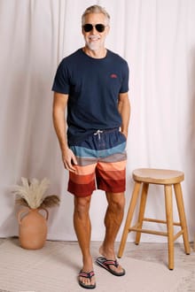 Lucknow Striped Board Shorts Mango