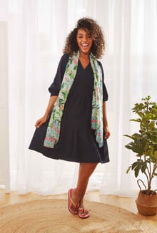 Margo Eco Seersucker Dress Navy