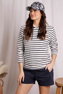 Jayda Striped Loopback Popover Hoodie 