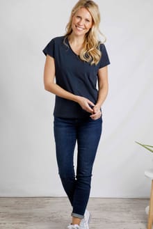 Pernille Organic Cotton Cutaway T-Shirt Navy