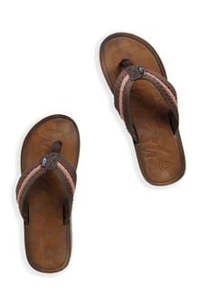 Malham Leather Look Flip Flops Antique Tan