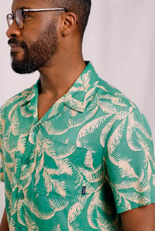 Holborn Viscose Hawaiian Shirt Dark Jade