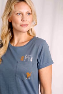 Pawsome Organic Cotton Pocket T-Shirt China Blue