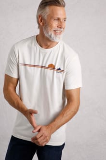 Fishing Front Print Eco T-Shirt Dusty White