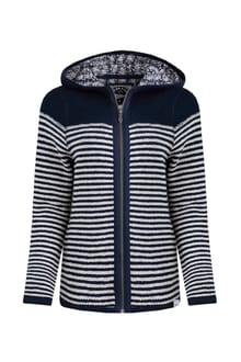 Bianca Full Zip Stripe Eco Macaroni Hoodie Navy