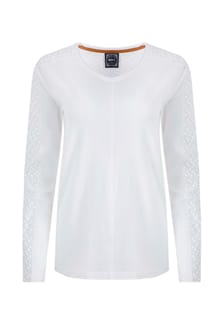 Topia Organic Cotton Broderie Sleeve Outfitter Top White