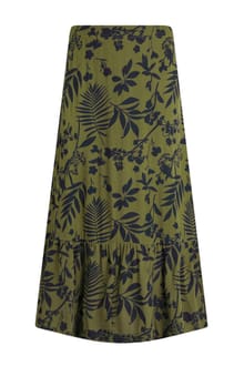 Minerve Lenzing™ EcoVero™ Viscose Printed Midi Skirt Olive Green