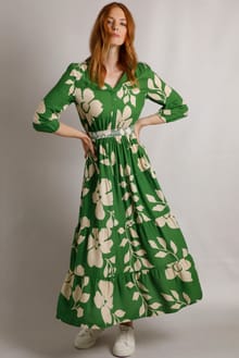 Isha LivaEco™ Printed Viscose Dress Moss Green