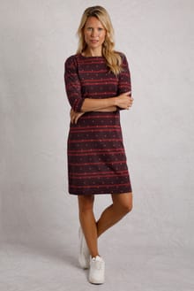 Amria Organic Cotton Square Neck Jersey Dress Mulled Wine