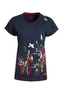 Swirling Swallows Organic Cotton Printed T-Shirt Navy