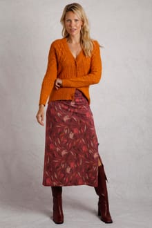 Rene Organic Cotton Printed Jersey Maxi Skirt  Rhubarb