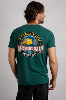 Electric Carp Back Print Artist T-Shirt Forest Green