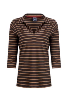 Rhianna Organic Cotton Striped Jersey Shirt  Chocolate