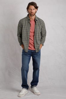 Lando Long Sleeve Check Shirt Olive Green