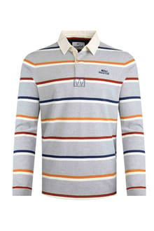 Laxton Organic Cotton Striped Rugby Shirt Grey Marl