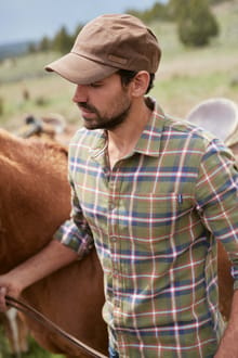 Chester Organic Cotton Flannel Check Shirt Celery