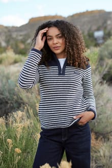 Juliet 1/4 Zip Stripe Eco Macaroni