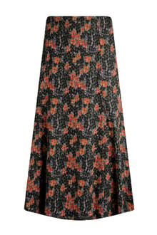 Lorient Organic Cotton Printed Jersey Midi Skirt Fir Green