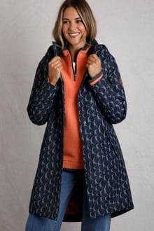 Sena Recycled Bird Print Waterproof Coat  Dark Navy