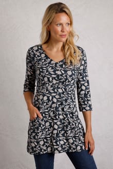 Arielle Eco Printed Jersey 3/4 Sleeve Tunic Ecru