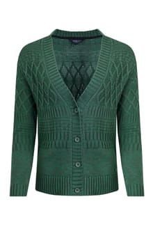 Amiens Eco Mixed Stitch Cardigan Ivy