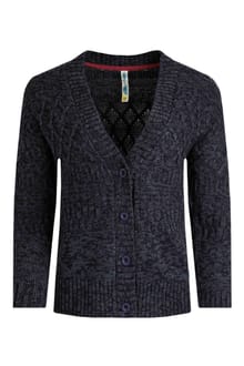 Amiens Eco Mixed Stitch Cardigan Navy