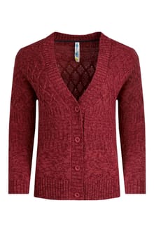 Amiens Eco Mixed Stitch Cardigan Rhubarb