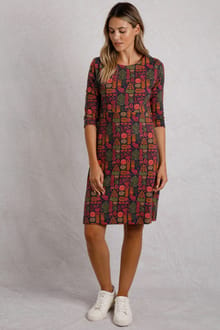 Shafika Printed Jersey Dress Navy