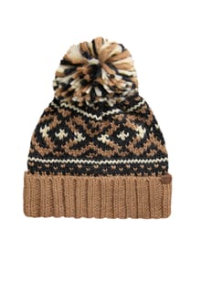 Scotsdale Eco Fair Isle Bobble Hat Tan