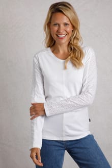 Topia Organic Cotton Broderie Sleeve Outfitter Top