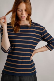 Rommie Organic Cotton Square Neck Stripe T-Shirt