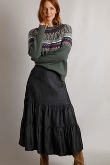 Josephine Tencel™ Tiered Skirt  Charcoal