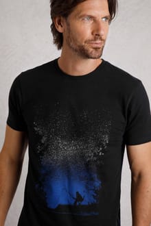 Dark Sky Organic Cotton Front Print T-Shirt Midnight