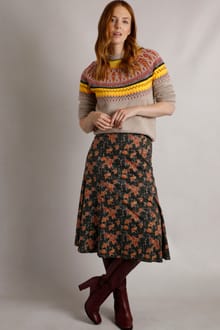 Lorient Organic Cotton Printed Jersey Midi Skirt