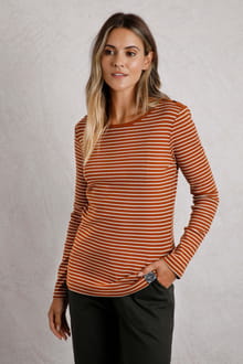 Mila Organic Cotton Striped Rib Jersey T-Shirt