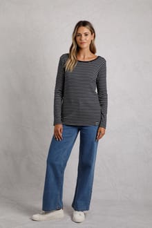 Mila Organic Cotton Striped Rib Jersey T-Shirt