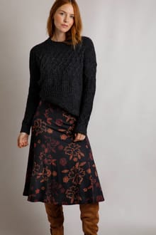 Lorient Organic Cotton Printed Jersey Midi Skirt Nightshade