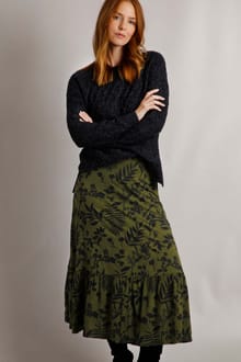 Minerve Lenzing™ EcoVero™ Viscose Printed Midi Skirt Olive Green