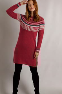 Blakely Eco Fair Isle Knitted Dress Rhubarb