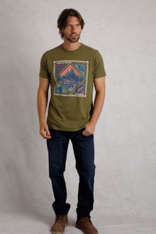 Homestead Front Print Graphic T-Shirt Olive Green