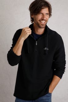 Cruiser 1/4 Zip Eco Macaroni Sweatshirt Black