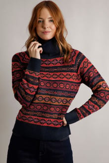 Annecy Eco Fair Isle Roll Neck Jumper Navy