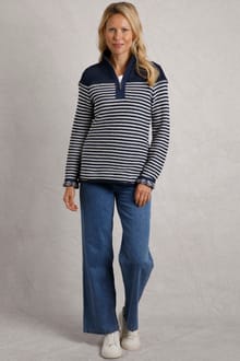 Juliet 1/4 Zip Stripe Eco Macaroni