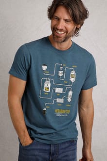 Brewer Eco Front Print Graphic T-Shirt Uniform Blue