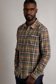 Chester Organic Cotton Flannel Check Shirt Celery