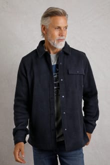 Hantport Borg Fleece Shacket Navy